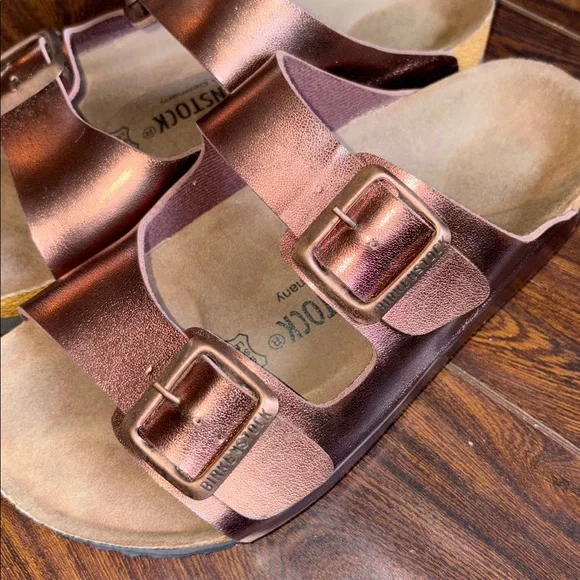 BIRKENSTOCK Arizona Birko-Flor Arizona Metallic Copper( Rose Gold) Sandals - Picture 14 of 17